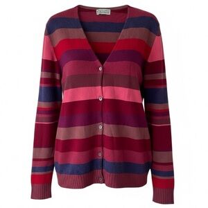 CLEMENTS‎ RIBEIRO Sweater Cardigan 100% cashmere Preppy Academia striped